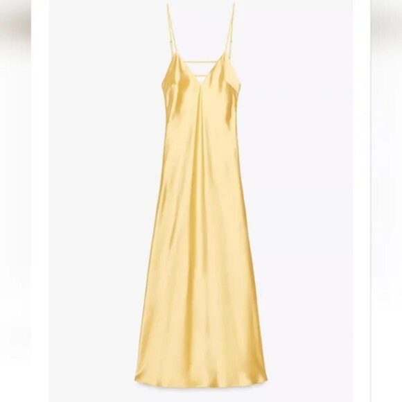 ZARA SATIN EFFECT MIDI DRESS - Picture 1 of 6